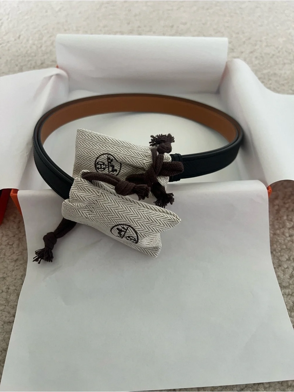 NEW Women’s Hermes Black Kelly Belt with palladium hardware
